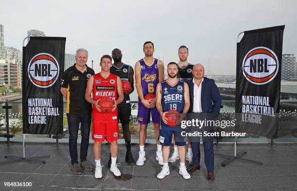 Andrew Gaze, coach of the Sydney Kings; Damian Martin of the Perth Wildcats; Majok Majok of the New Zealand Breakers; Andrew Bogut of the Sydney...