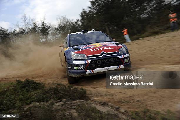 Sebastien Ogier of France and Julien Ingrassia of France compete in their Citroen C4 Junior Team during the Shakedown of the WRC Rally of Turkey on...
