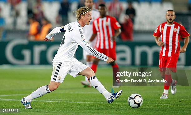 Guti of Real Madrid in action during the La Liga match between UD Almeria and Real Madrid at Estadio del Mediterraneo on April 15, 2010 in Almeria,...