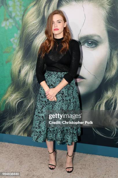 Holland Roden attends the premiere of HBO's 'Sharp Objects' at The Cinerama Dome on June 26, 2018 in Los Angeles, California.