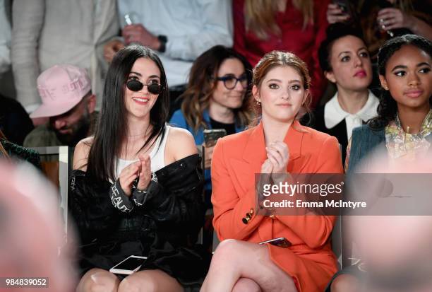 Isabelle Fuhrman and Willow Shields attend the Wolk Morais Collection 7 Fashion Show at The Jeremy Hotel on June 26, 2018 in West Hollywood,...
