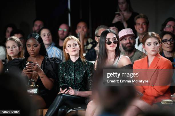 Nia Jervier, Katherine McNamara, Isabelle Fuhrman and Willow Shields attend the Wolk Morais Collection 7 Fashion Show at The Jeremy Hotel on June 26,...