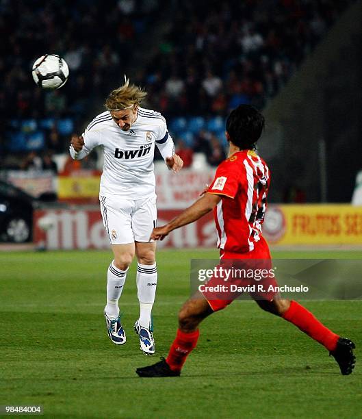 Guti of Real Madrid in action during the La Liga match between UD Almeria and Real Madrid at Estadio del Mediterraneo on April 15, 2010 in Almeria,...