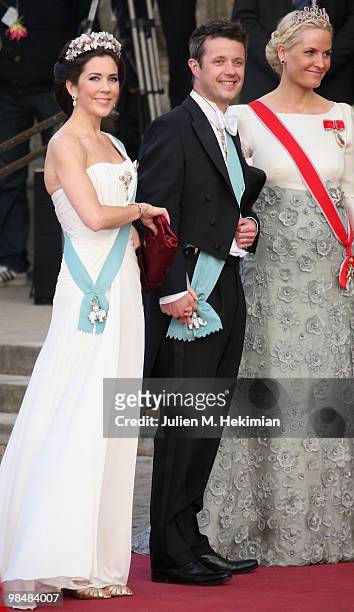 Crown Princess Mary of Denmark, Crown Prince Frederik of Denmark and Crown Princess Mette-Marit of Norway attend the Gala Performance in celebration...