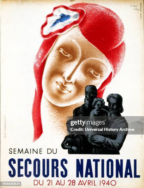 French world war two poster Le Secours National; National Relief Poster.