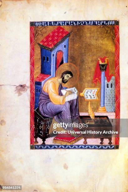 13th century. Armenian Evangelical manuscript. The Evangelist St Mark.