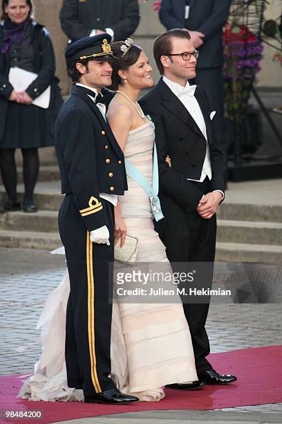 Prince Carl Philip of Sweden, Crown Princess Victoria de Suede and Daniel Westling attend the Gala Performance in celebration of Queen Margrethe's...