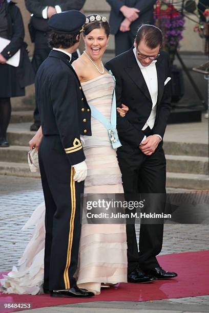 Prince Carl Philip of Sweden, Crown Princess Victoria de Suede and Daniel Westling attend the Gala Performance in celebration of Queen Margrethe's...
