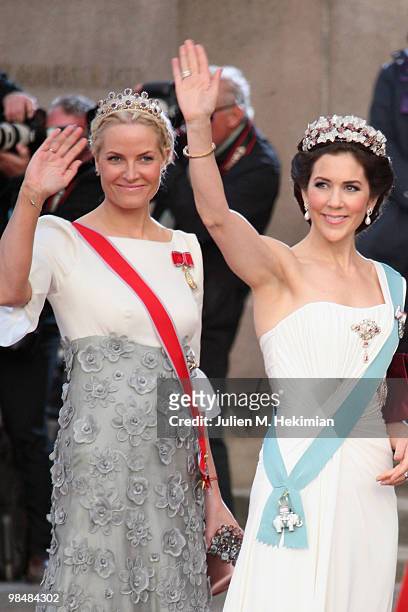 Crown Princess Mary of Denmark and Crown Princess Mette-Marit of Norway attend the Gala Performance in celebration of Queen Margrethe's 70th Birthday...