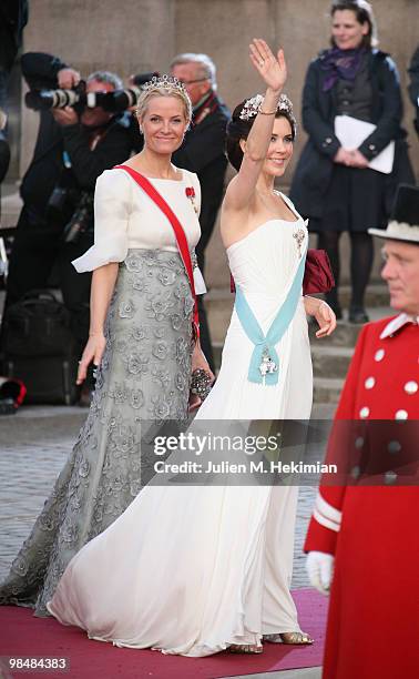 Crown Princess Mary of Denmark and Crown Princess Mette-Marit of Norway attend the Gala Performance in celebration of Queen Margrethe's 70th Birthday...