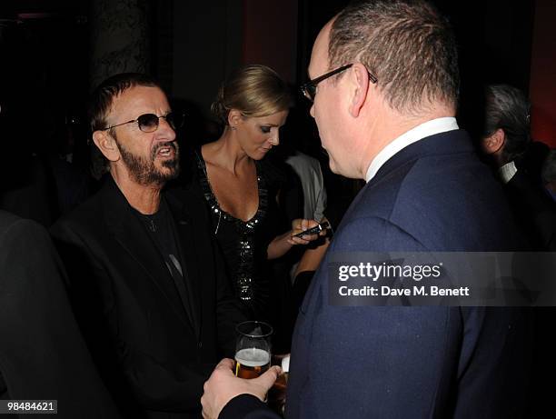 Ringo Starr and Prince Albert II of Monaco attend the private view of exhibition 'Grace Kelly: Style Icon', at the Victoria & Albert Museum on April...