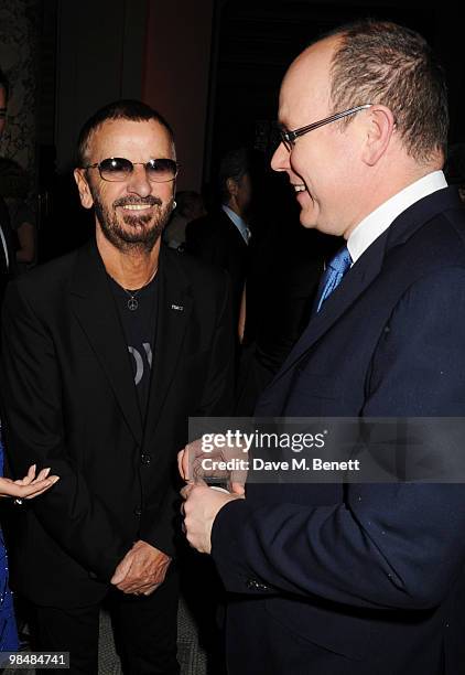 Ringo Starr and Prince Albert II of Monaco attend the private view of exhibition 'Grace Kelly: Style Icon', at the Victoria & Albert Museum on April...