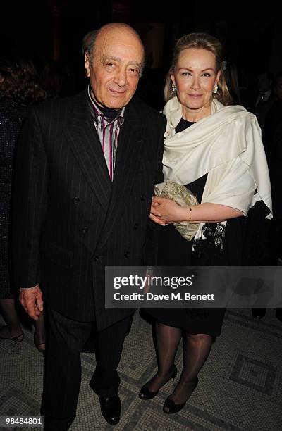 Mohamed Al-Fayed and wife Heini attend the private view of exhibition 'Grace Kelly: Style Icon', at the Victoria & Albert Museum on April 15, 2010 in...