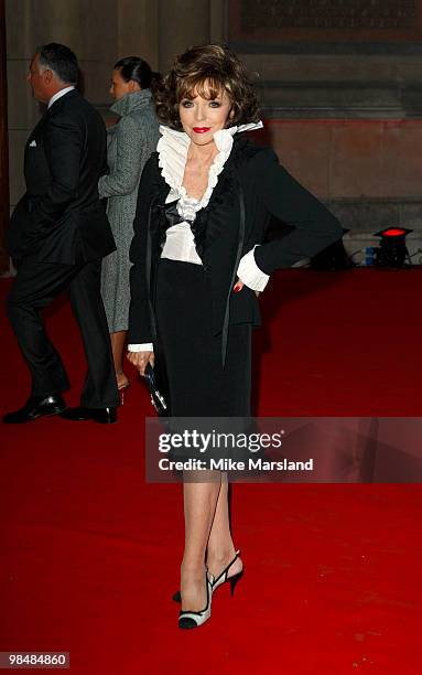 Joan Collins attends the private view of the Grace Kelly: Style Icon exhibition at Victoria & Albert Museum on April 15, 2010 in London, England.
