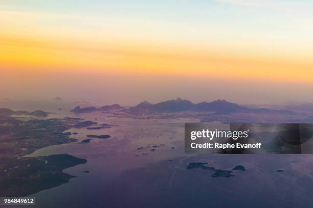 an aerial sunrise over rio - raphe stock pictures, royalty-free photos & images