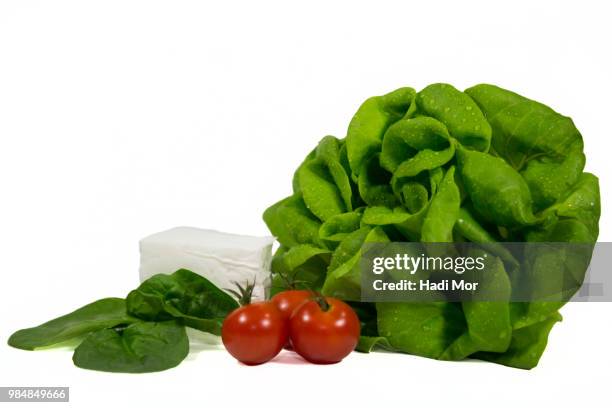 feta cheese, cherry tomatoes, lettuce, spinach. - hadi stock pictures, royalty-free photos & images