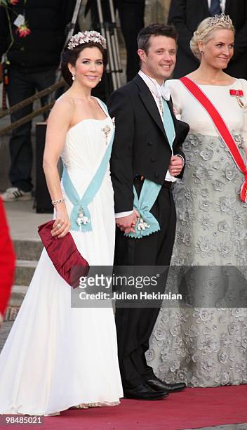 Crown Princess Mary of Denmark, Crown Prince Frederik of Denmark and Crown Princess Mette-Marit of Norway attend the Gala Performance in celebration...