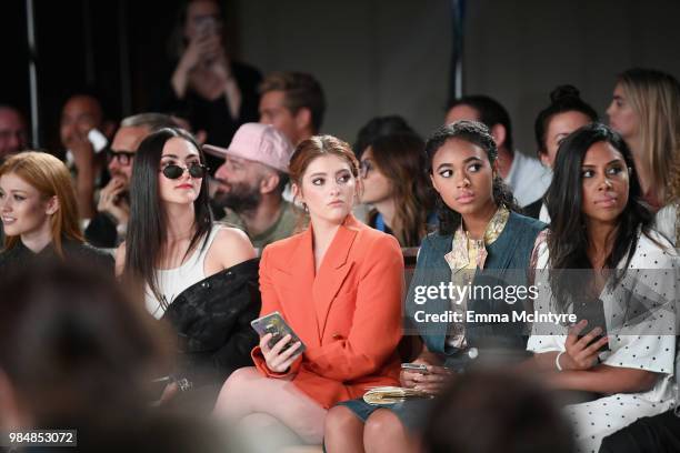 Katherine McNamara, Isabelle Fuhrman, Willow Shields, Chandler Kinney and Hema Persad attend the Wolk Morais Collection 7 Fashion Show at The Jeremy...