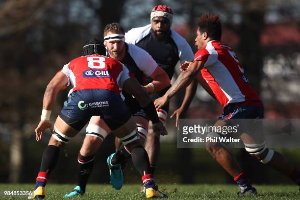 Kieran Read of Counties Manukau in action during the Mitre 10 Cup trial match between Counties Manukau and Tasman at Mountford Park on June 27, 2018...