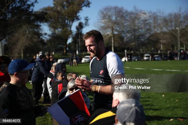 Kieran Read of Counties Manukau during the Mitre 10 Cup trial match between Counties Manukau and Tasman at Mountford Park on June 27, 2018 in...