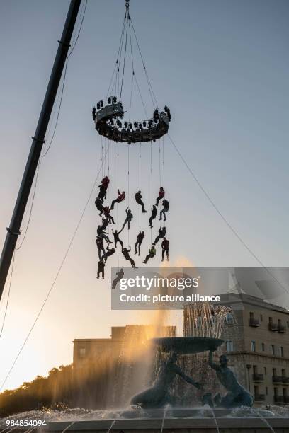 Performers rehearsing before the opening celebration at the refurbished Triton Fountain in Valetta, Malta, 18 January 2018. The smallest and most...