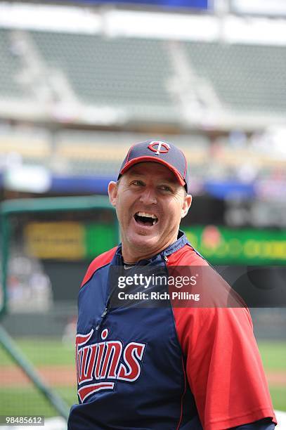 Jim Thome of the Minnesota Twins is seen prior to the Opening Day game between the Minnesota Twins and the Boston Red Sox at Target Field in...