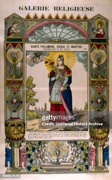 French 19th century illustration of Saint Philomena.