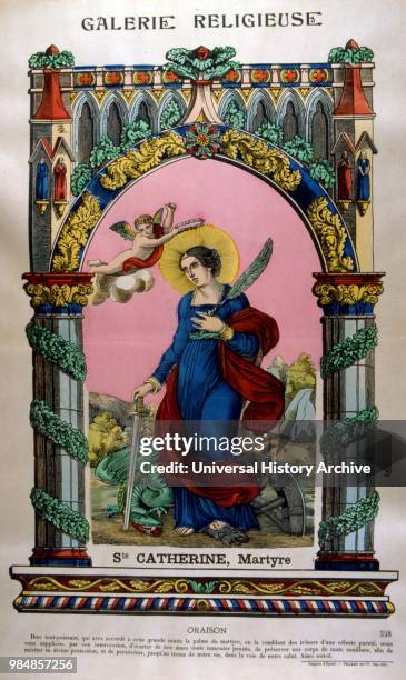 French 19th century. Illustration. Showing Saint Catherine.