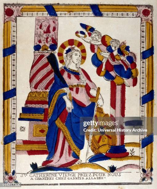 French 19th century. Illustration. Showing Saint Catherine.