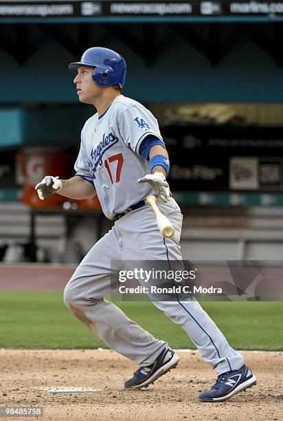 Ellis of the Los Angeles Dodgers bats during a MLB game against the Florida Marlins at Sun Life Stadium on April 11, 2010 in Miami, Florida. (Photo...