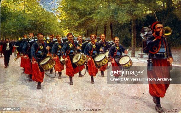 World War One Propaganda postcard. Circa 1916. Showing North African Zouaves soldiers.
