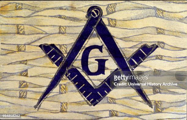 Postcard showing symbols of Freemasonry. 1905.