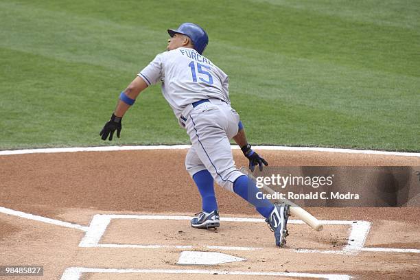 Rafael Furcal of the Los Angeles Dodgers bats during a MLB game against the Florida Marlins at Sun Life Stadium on April 11, 2010 in Miami, Florida....