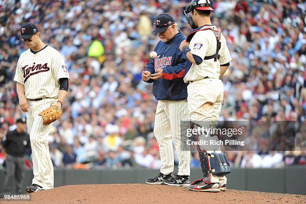 Ron Gardenhire, manager of the Minnesota Twins is seen during the Opening Day game against the Boston Red Sox at Target Field in Minneapolis,...