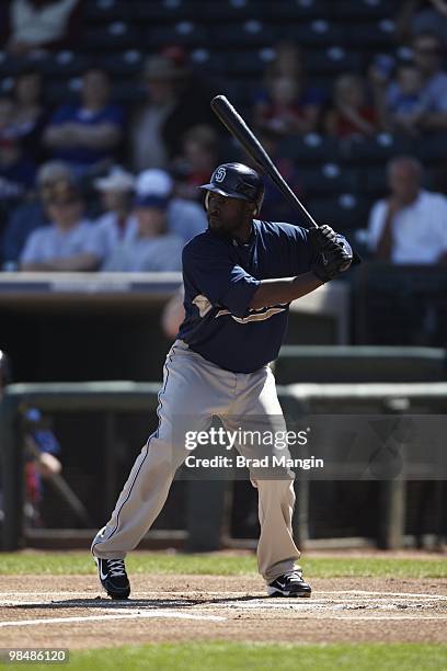 San Diego Padres Tony Gwynn Jr. In action, at bat vs Texas Rangers during spring training at Surprise Stadium. Surprise, AZ 3/12/2010 CREDIT: Brad...