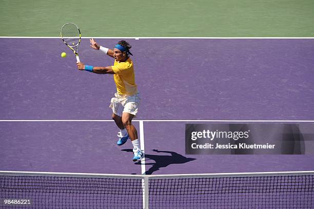 Sony Ericsson Open: Spain Rafael Nadal in action vs USA Andy Roddick during Men's Semifinals at Crandon Park. Key Biscayne, FL 4/2/2010 CREDIT:...