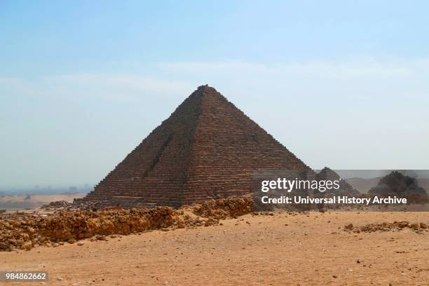 The Pyramid of Menkaure. On the Giza Plateau. Cairo. Egypt. Is the smallest of the three main Pyramids of Giza. It is thought to have been built to...