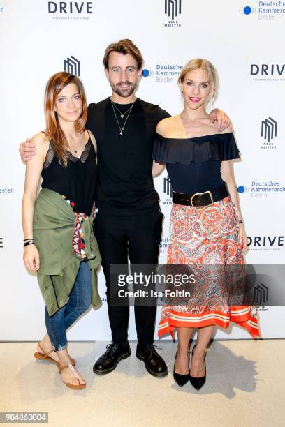 German actress Claudia Eisinger, Blogger David Roth and Julia Dietze during the 8th edition of the Berlin concert series 'Neue Meister' at Volkswagen...