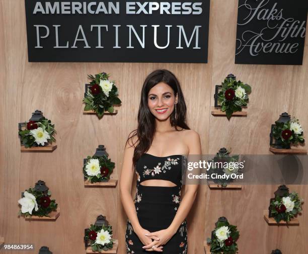 Actress & Singer Victoria Justice attends as Saks And American Express Platinum celebrate the "Shop Saks With Platinum" benefit launch with a summer...