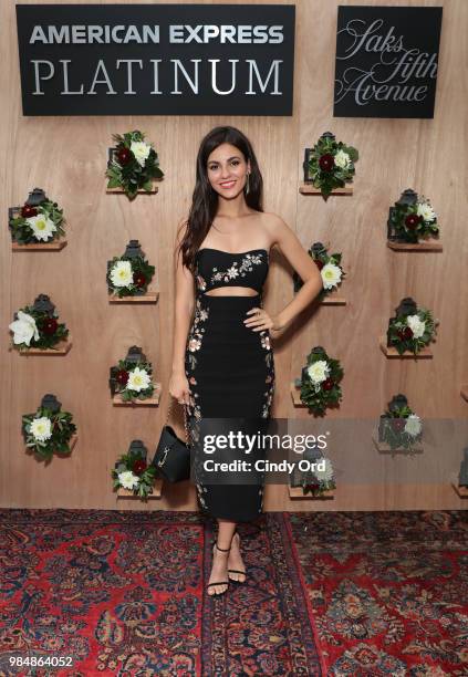 Actress & Singer Victoria Justice attends as Saks And American Express Platinum celebrate the "Shop Saks With Platinum" benefit launch with a summer...