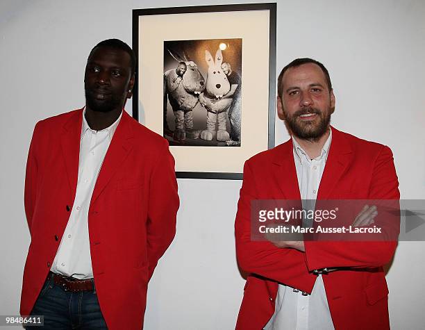 Omar Sy and Fred Testot attend the "Les Doudous Enchantes" auction and party at Palais De Tokyo on April 15, 2010 in Paris, France.