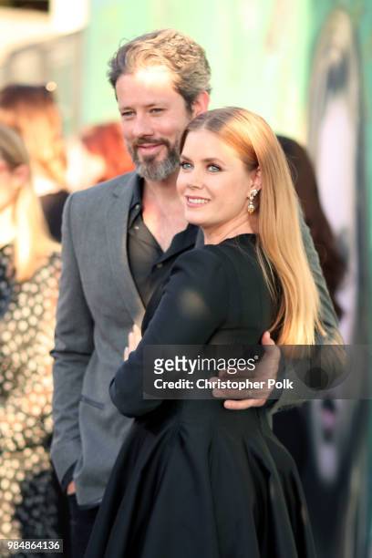 Darren Le Gallo and Amy Adams attend the premiere of HBO's 'Sharp Objects' at The Cinerama Dome on June 26, 2018 in Los Angeles, California.