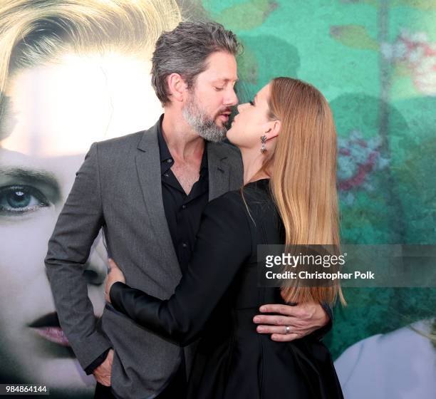 Darren Le Gallo and Amy Adams attend the premiere of HBO's 'Sharp Objects' at The Cinerama Dome on June 26, 2018 in Los Angeles, California.