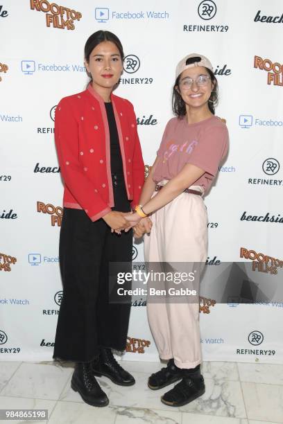 Patti Harrison and Matra Jouhari attend the Beachside x Refinery29 x Facebook Strangers Season 2 Premiere at William Vale Hotel on June 26, 2018 in...