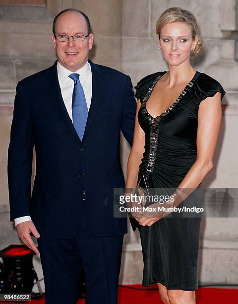 Prince Albert II of Monaco and Charlene Wittstock attend the private view of exhibition 'Grace Kelly: Style Icon', at the Victoria & Albert Museum on...