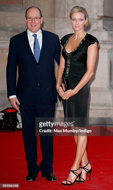 Prince Albert II of Monaco and Charlene Wittstock attend the private view of exhibition 'Grace Kelly: Style Icon', at the Victoria & Albert Museum on...