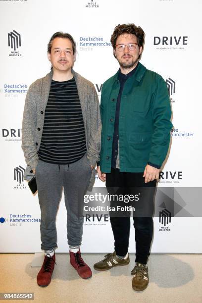 Musician duo Daniel Selke and Sebastian Selke during the 8th edition of the Berlin concert series 'Neue Meister' at Volkswagen Group Forum DRIVE on...
