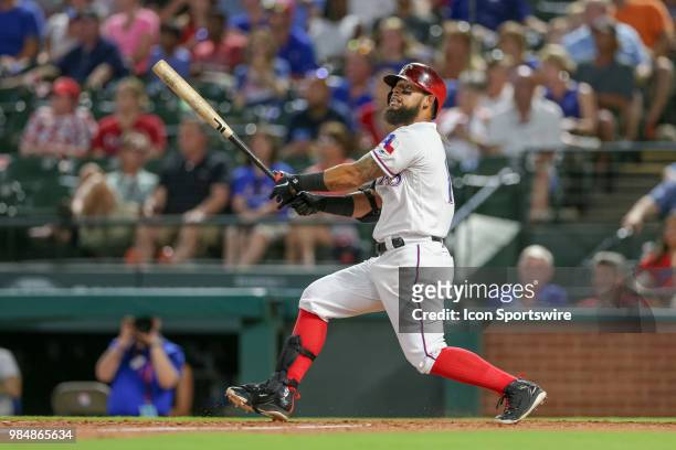 Texas Rangers Infield Rougned Odor watches his fly ball during the game between the San Diego Padres and Texas Rangers on June 26, 2018 at Globe Life...