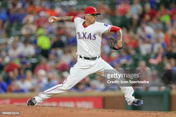 Texas Rangers Pitcher Jesse Chavez comes on in relief during the game between the San Diego Padres and Texas Rangers on June 26, 2018 at Globe Life...