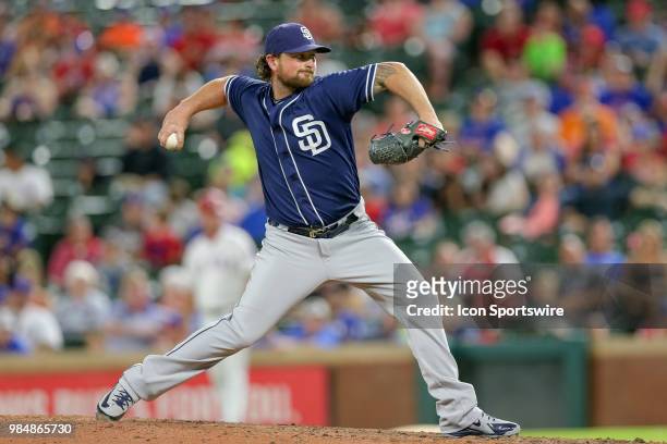 San Diego Padres Pitcher Brad Hand comes on in relief during the game between the San Diego Padres and Texas Rangers on June 26, 2018 at Globe Life...